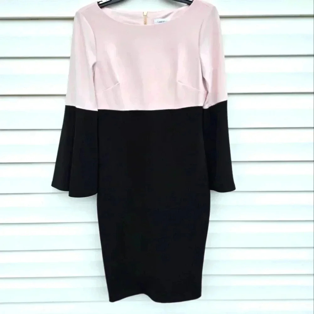 Calvin Klein Collection Blush and Black Midi Dress